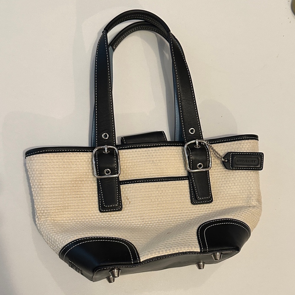 Coach Black and Cream Shoulder Bag